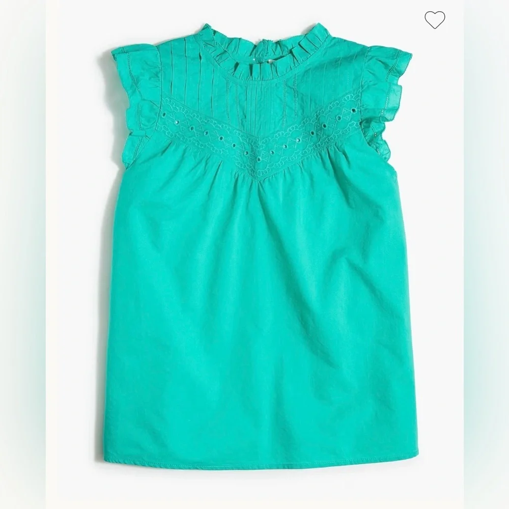 100% cotton J.Crew Green‎ Ruffled Sleeveless Top XS